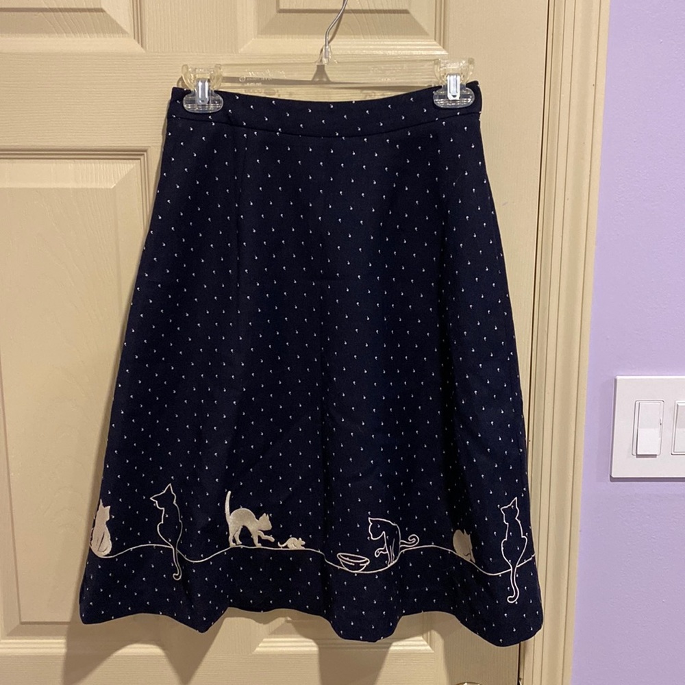 Modcloth Miss Patina Cat Skirt